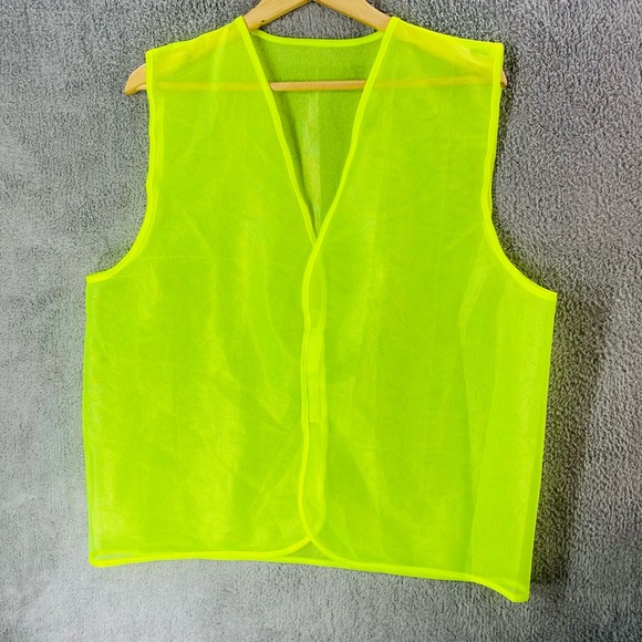 VINTAGE SUPPLY Unisex Mesh Neon Yellow Safety Vest - Picture 1 of 7